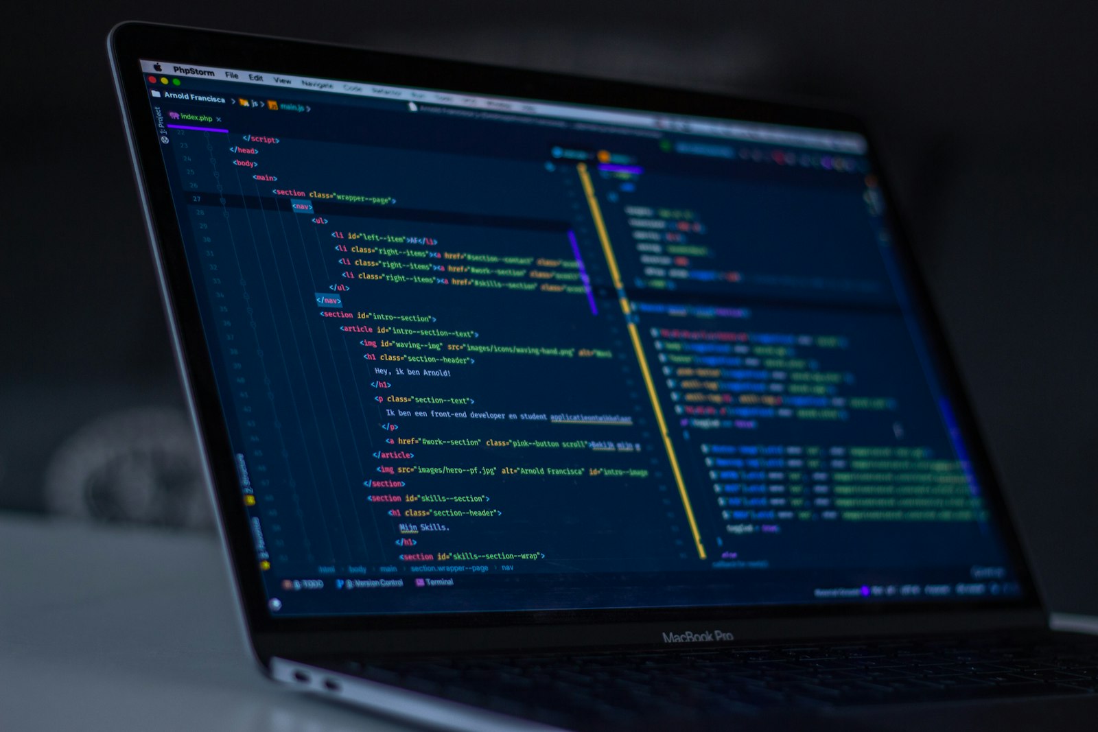 Developer optimizing website code