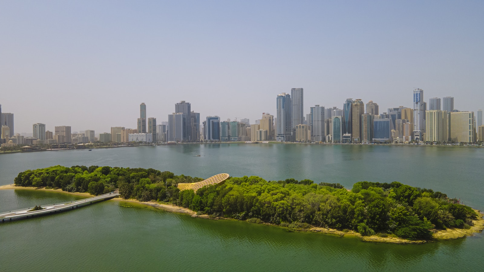 Al Majaz waterfront and green shoreline in Sharjah