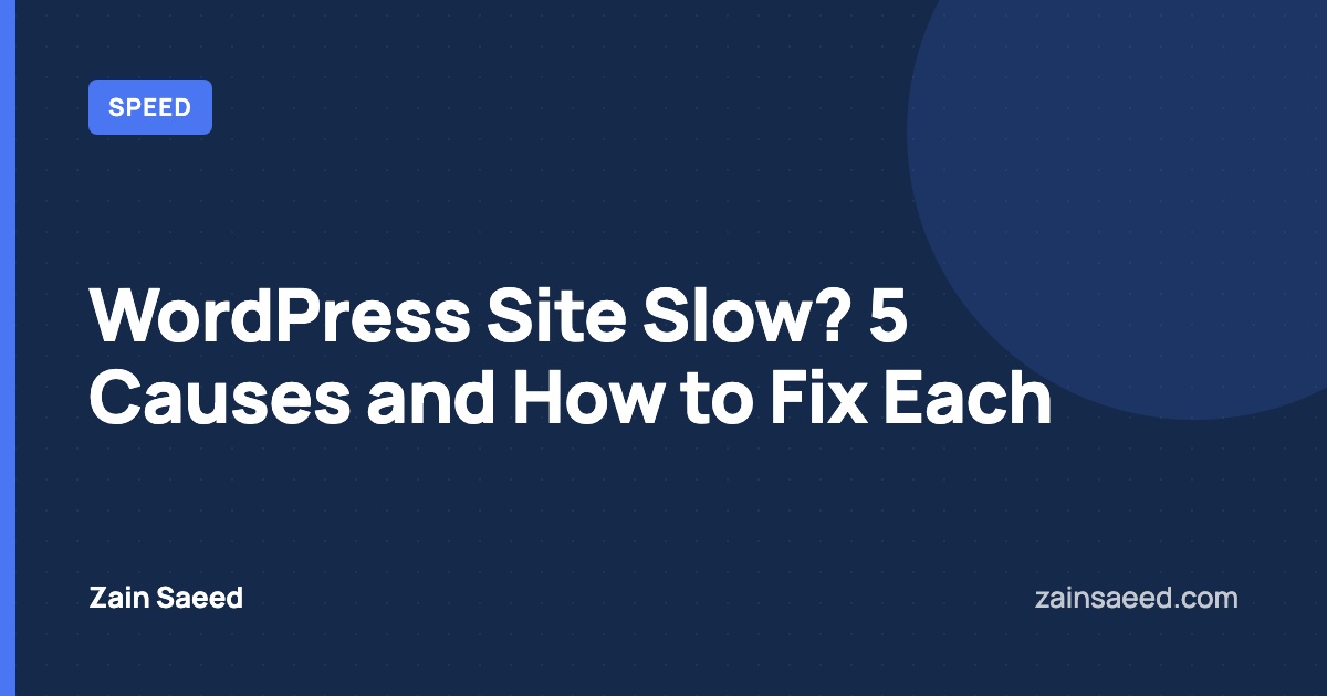 Cover image reading WordPress Site Slow? 5 Causes and How to Fix Each