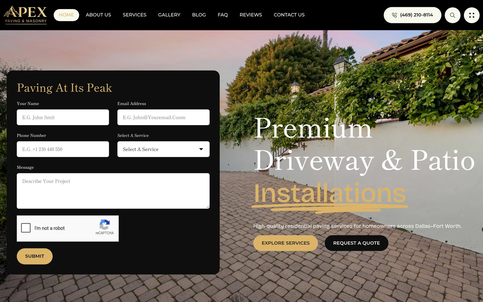 APEX Paving & Masonry — screenshot