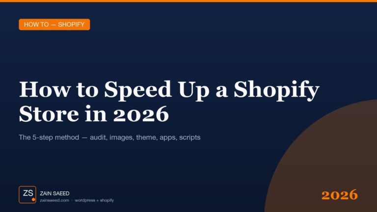 Editorial cover image for How to Speed Up a Shopify Store in 2026 — the 5-step method