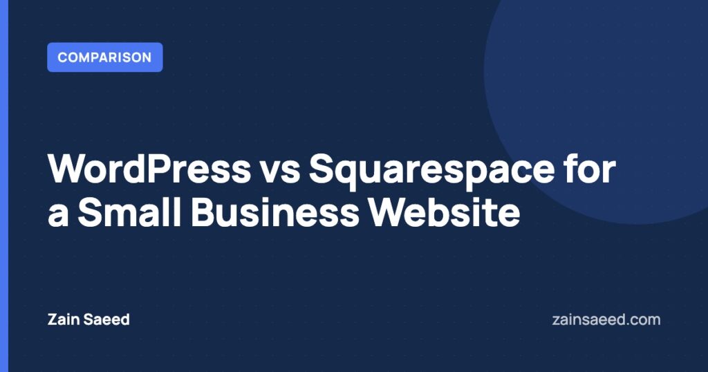 WordPress vs Squarespace for a small business website cover