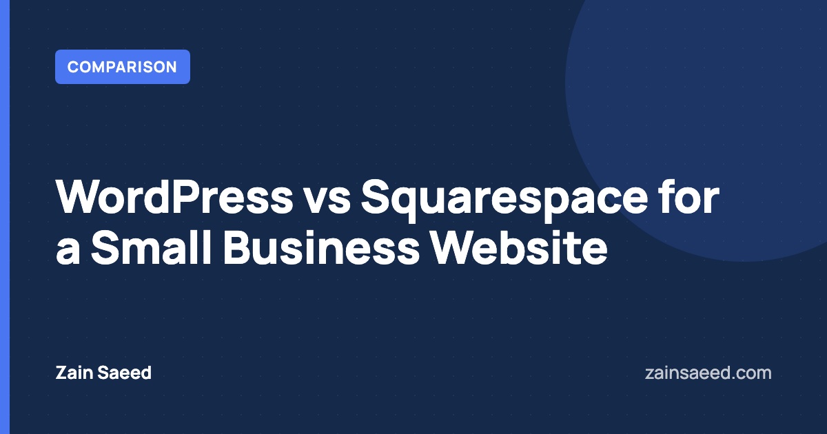 WordPress vs Squarespace for a small business website cover